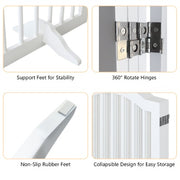27.6 Height Tall Freestanding Pet Gate, 4 Panels Foldable Dog Gate