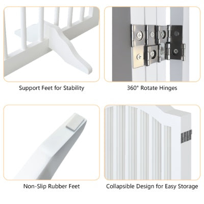 27.6 Height Tall Freestanding Pet Gate, 4 Panels Foldable Dog Gate