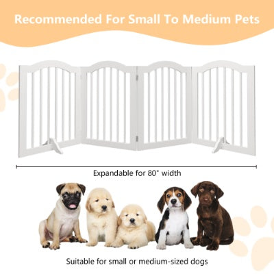 27.6 Height Tall Freestanding Pet Gate, 4 Panels Foldable Dog Gate