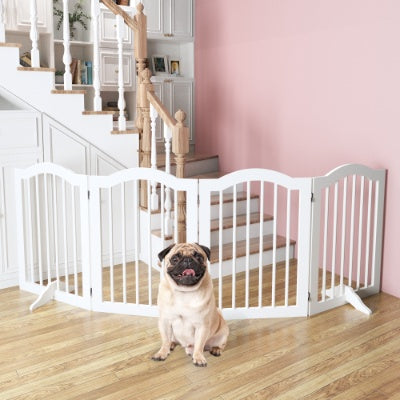 27.6 Height Tall Freestanding Pet Gate, 4 Panels Foldable Dog Gate