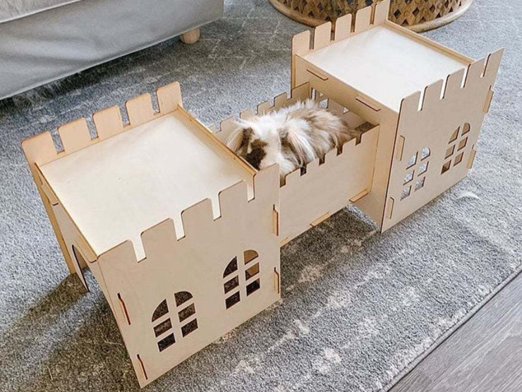 Cozy, sturdy, stylish shelter for rabbits and guinea pigs alike!