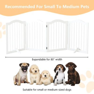 27.6 Height Tall Freestanding Pet Gate, 4 Panels Foldable Dog Gate