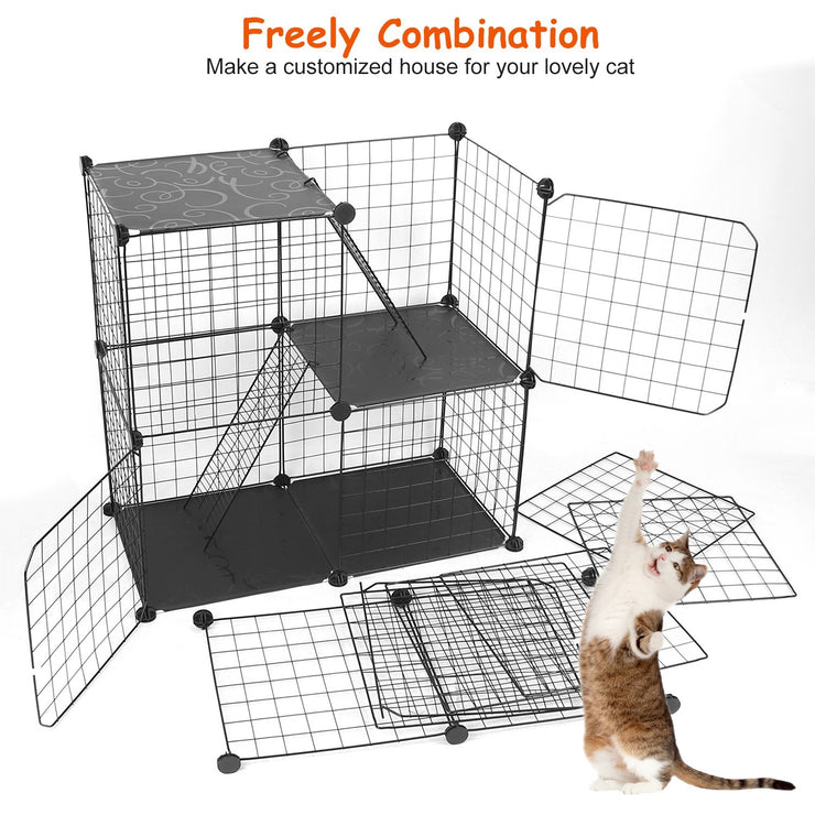 3 Tier Cat Playpen Cage Metal Indoor Cat House Detachable Kitten House