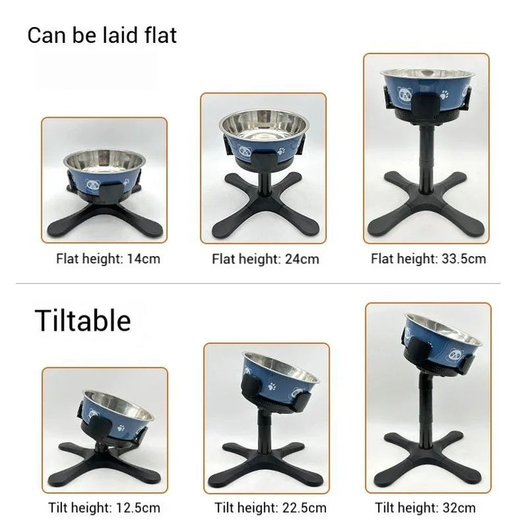 Adjustable Elevated Dog Food Bowls Stand Anti Slip Stability Pet Bowl Holder