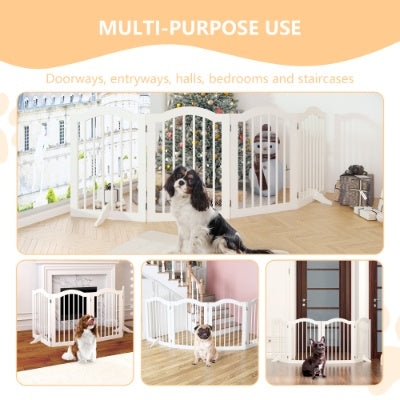 27.6 Height Tall Freestanding Pet Gate, 4 Panels Foldable Dog Gate