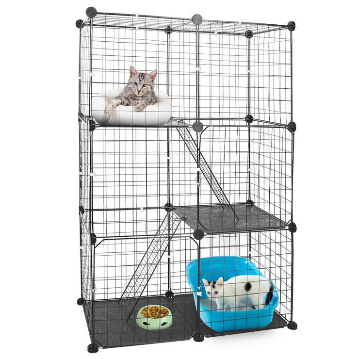 3 Tier Cat Playpen Cage Metal Indoor Cat House Detachable Kitten House