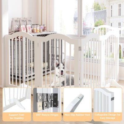 27.6 Height Tall Freestanding Pet Gate, 4 Panels Foldable Dog Gate
