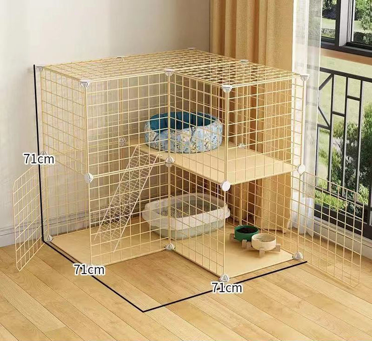 Cat Cage Villa Yellow Log Color Pet Free Assembly