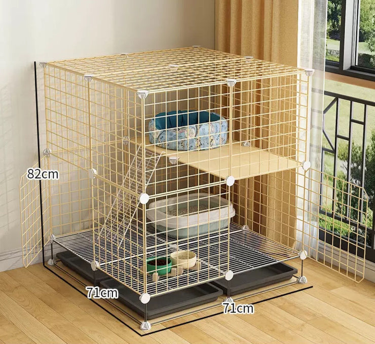 Cat Cage Villa Yellow Log Color Pet Free Assembly