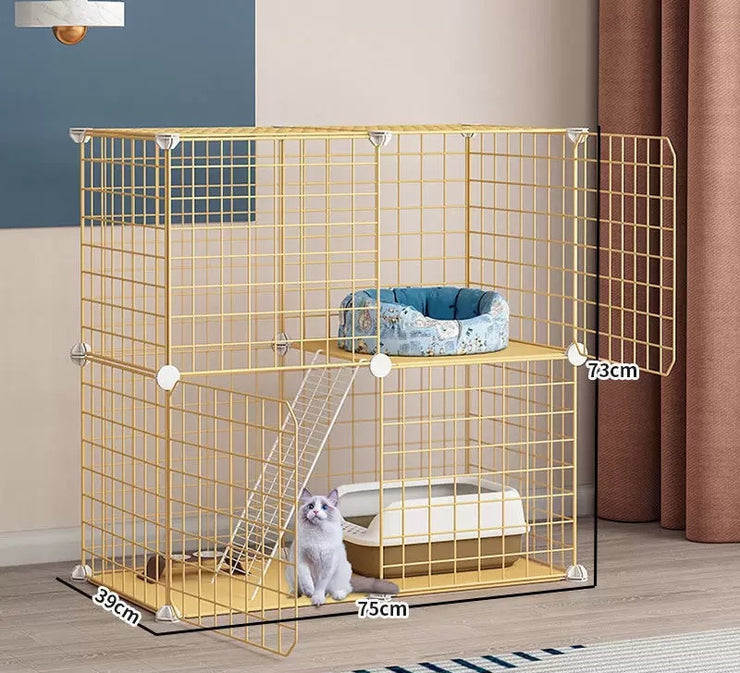 Cat Cage Villa Yellow Log Color Pet Free Assembly