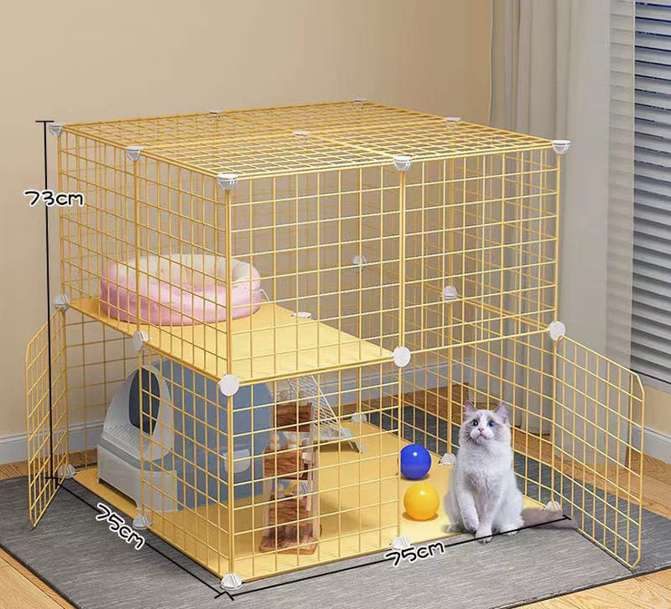 Cat Cage Villa Yellow Log Color Pet Free Assembly