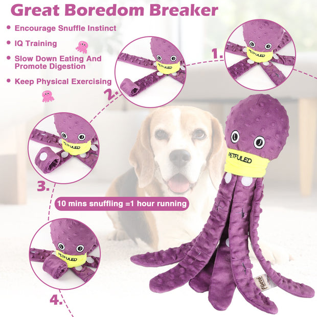 Interactive dog toy: snuffle, chew, puzzle, slow feed, plush fun