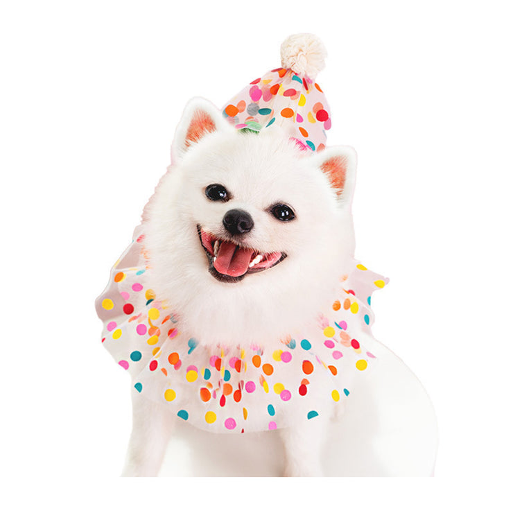 Pet Polka Dot Lace Bib Dog Birthday Suit