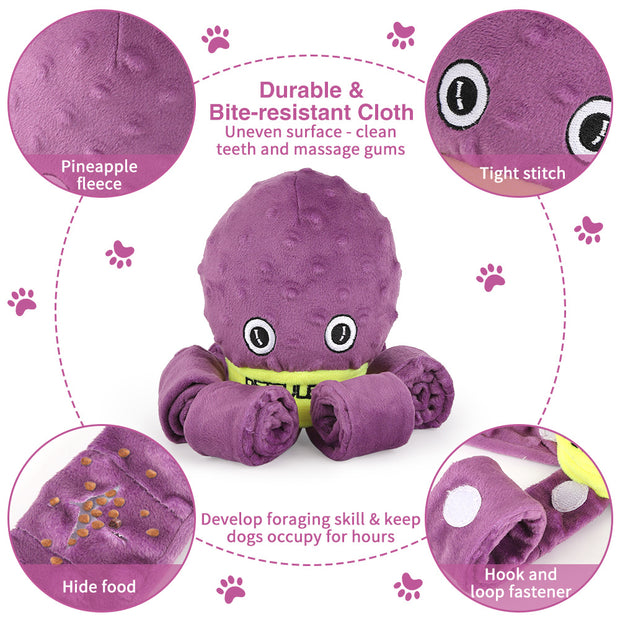Interactive dog toy: snuffle, chew, puzzle, slow feed, plush fun