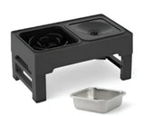 Dog Double Bowls Stainless Stand Adjustable Height Pets Feeding Dish Bowl