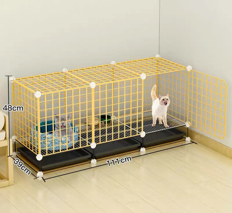 Cat Cage Villa Yellow Log Color Pet Free Assembly