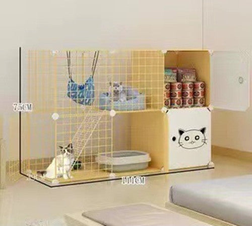 Cat Cage Villa Yellow Log Color Pet Free Assembly
