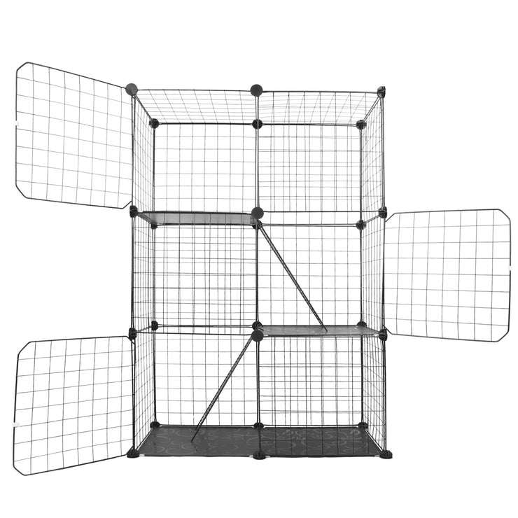 3 Tier Cat Playpen Cage Metal Indoor Cat House Detachable Kitten House