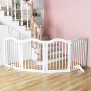 27.6 Height Tall Freestanding Pet Gate, 4 Panels Foldable Dog Gate