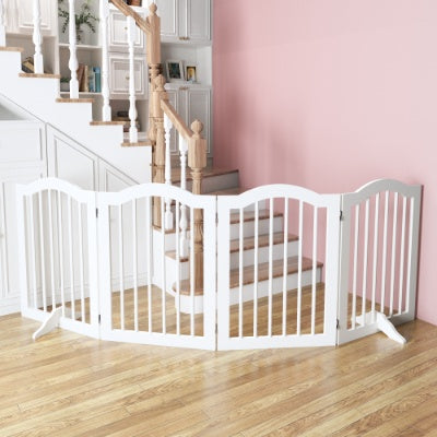 27.6 Height Tall Freestanding Pet Gate, 4 Panels Foldable Dog Gate
