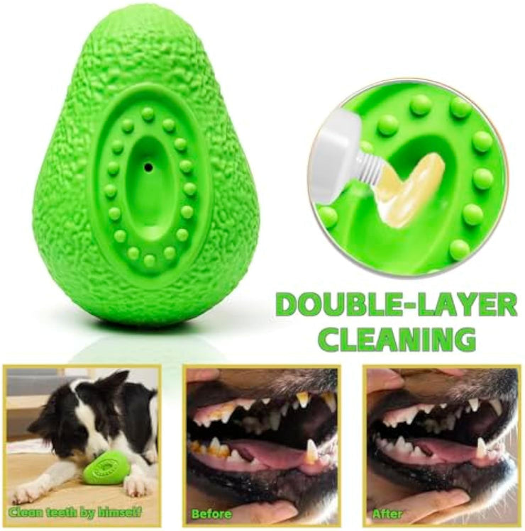 "Indestructible rubber chew toy for all dog sizes, safe play